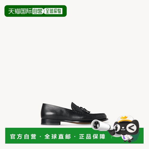 自营欧洲直邮THE ROW 男士黑色皮革流苏一脚蹬乐福鞋男鞋