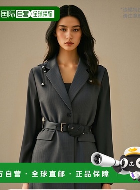 【99新未使用】香港直邮Prada 束腰单排扣大衣 P660QH109X普拉达