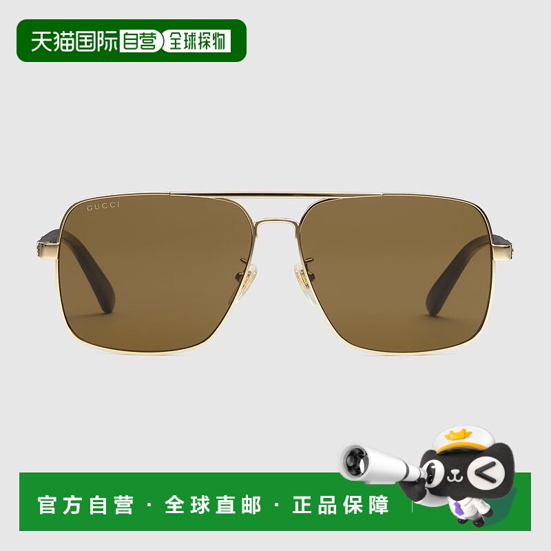 自营欧洲直邮Gucci古驰男士金色金属导航框太阳镜墨镜