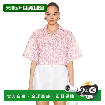 1h可退 香港直邮Moncler 盟可睐 女士 短款徽标印花短袖衬衫 I109