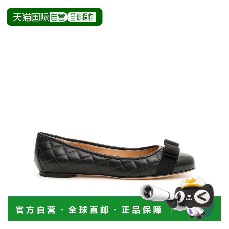 香港直邮Salvatore Ferragamo 黑色珩缝芭蕾舞平底鞋女鞋 01M831