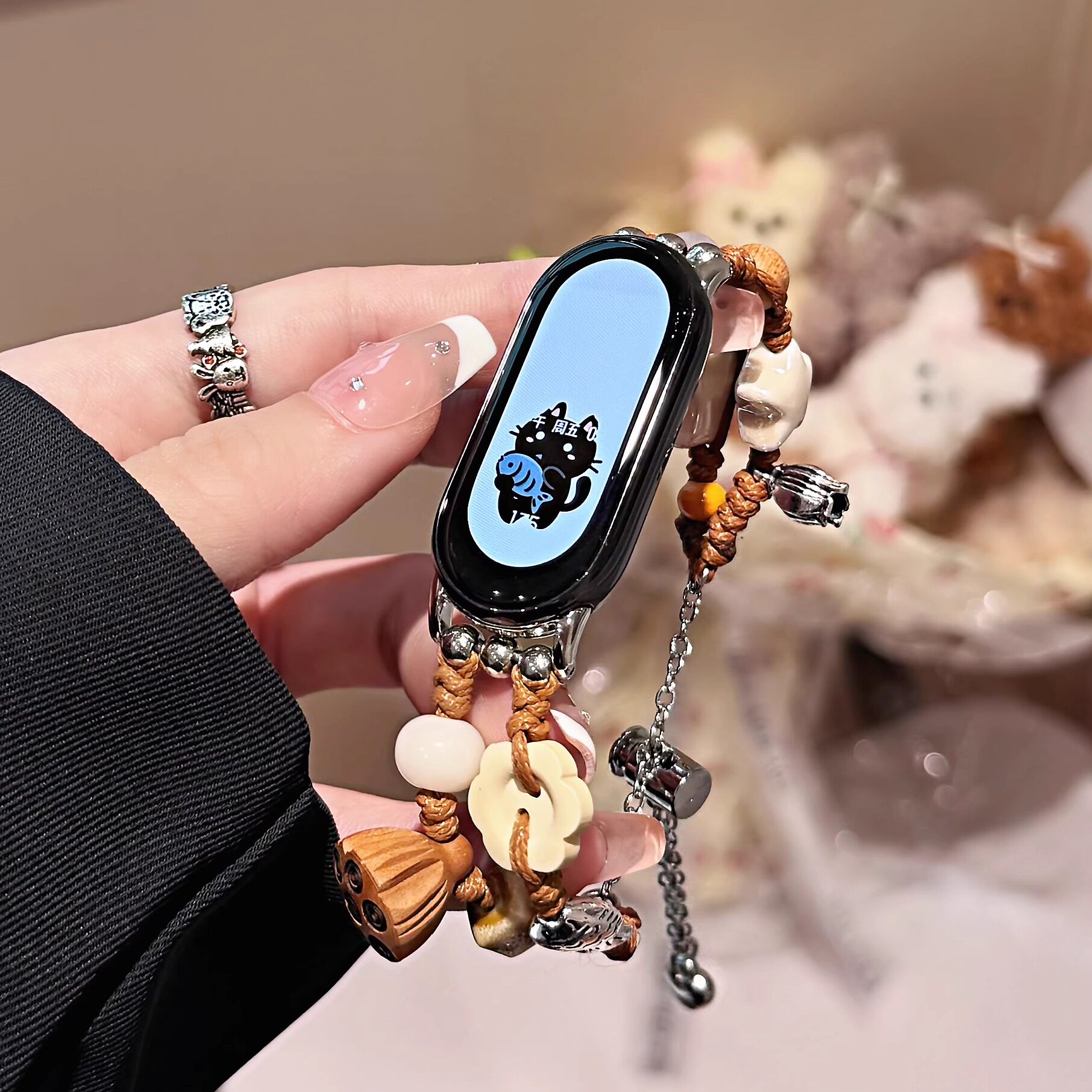 小米手环10/9木质串珠手串表带简约气质高级感小米9pro手链时尚