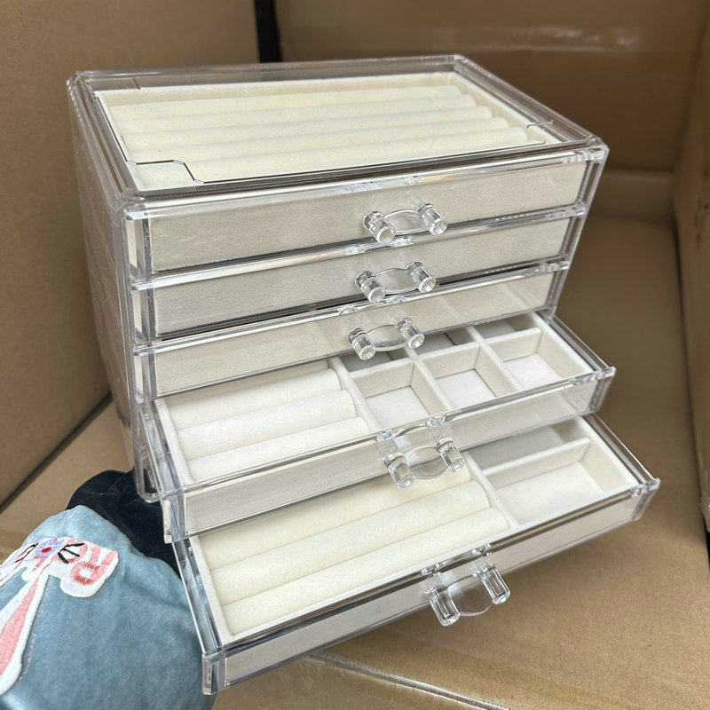 压克力首饰盒多层抽屉式大容量戒指耳针项炼耳环防氧化饰品收纳盒