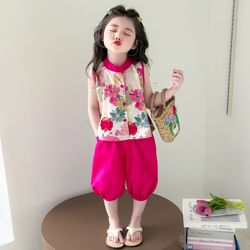 儿童夏装女夏套装3岁韩系潮装韩版潮服小朋友潮流背心潮童中小童