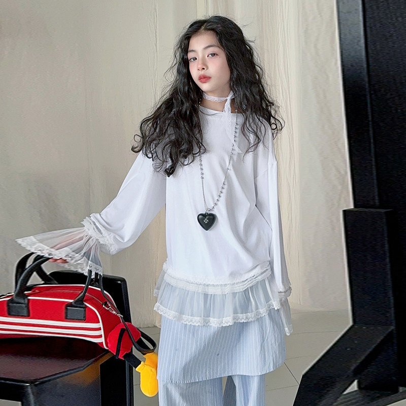 中大童女孩上衣春秋季女生潮范内搭秋天春秋装服装小众时髦T恤