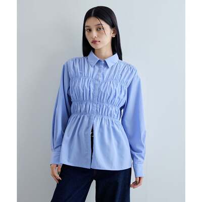 日牌VIS  新色再入荷不规则小翻领设计感褶皱宽松衬衫