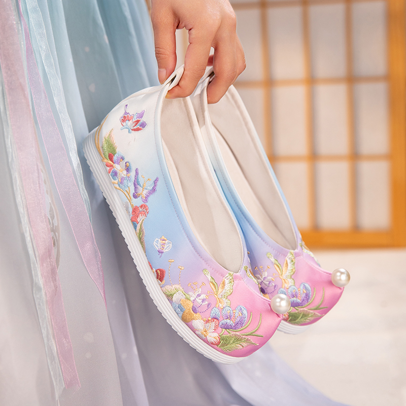 原创新款渐变色超仙汉服鞋