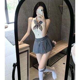 性感惊艳时尚内衣学院风露背连体衣套装JK制度可爱少女连衣裙