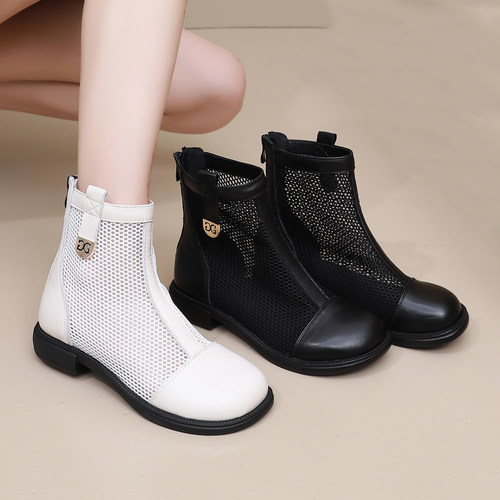 马丁靴女真皮春夏季薄款大码凉靴