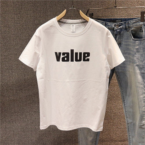 喜吉良黑白纯色打底圆领短袖t恤