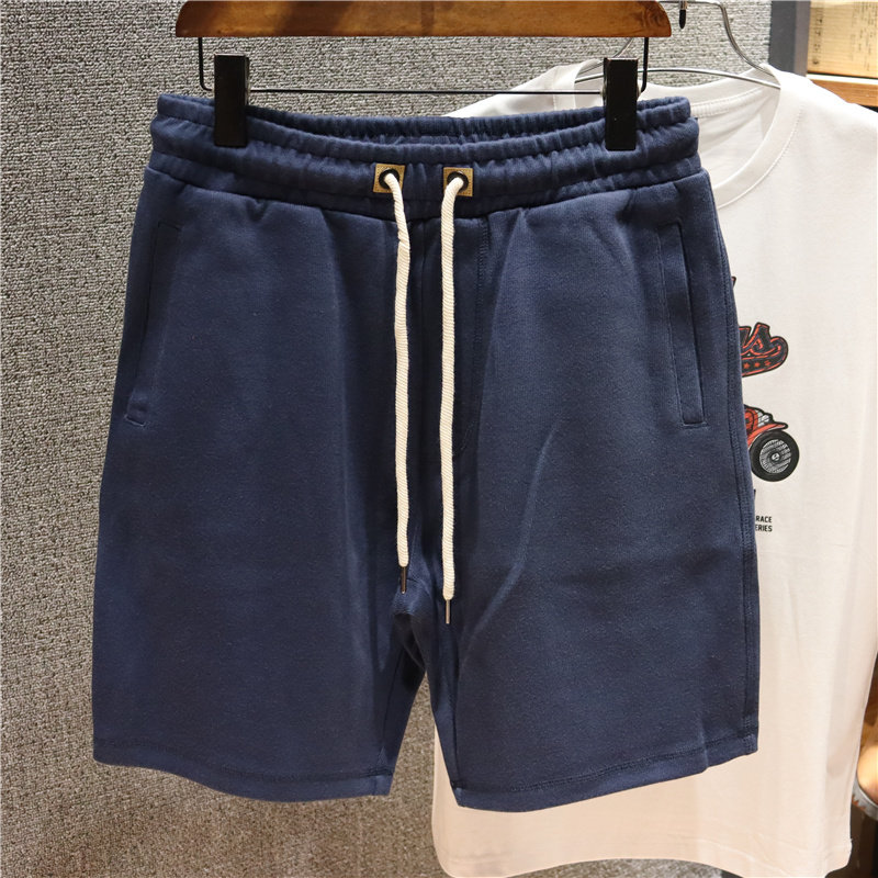 喜吉良重磅针织短裤男宽松日系复古休闲卫裤抽绳松紧腰五分裤夏季