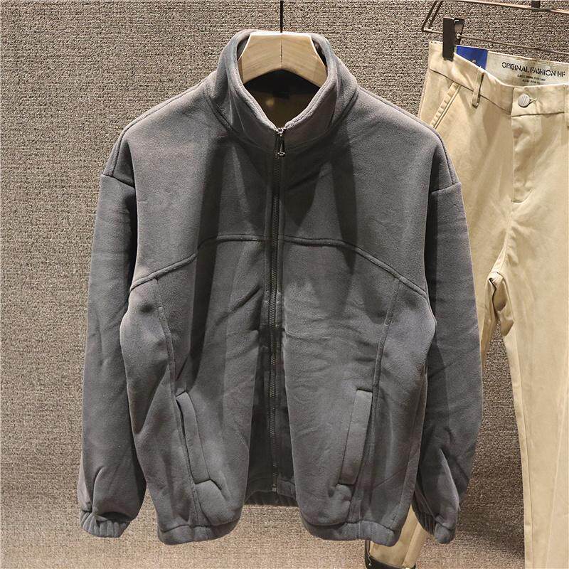 双层保暖！喜吉良重磅摇粒绒立领外套男加绒卫衣加厚拉链休闲上衣