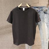 基础款 喜吉良黑白200g新疆长绒棉圆领短袖 t恤男宽松纯色打底半袖