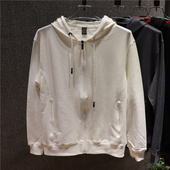 宽松休闲净版 喜吉良针织纯棉连帽开衫 卫衣男长袖 拉链外套春秋上衣