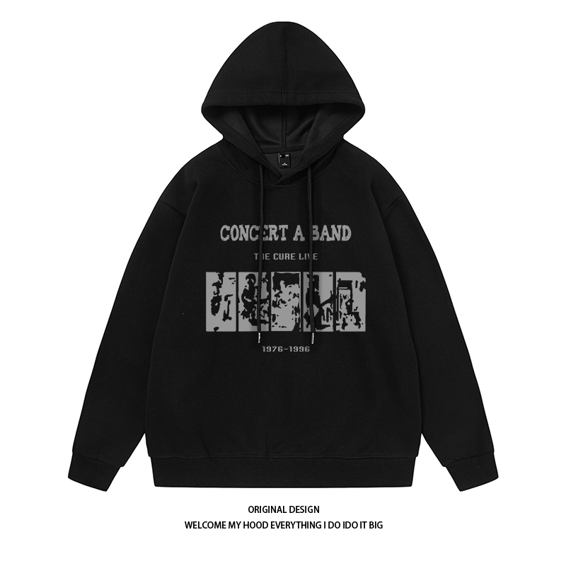 潮牌美式高街插画拼图印花连帽卫衣新款秋冬宽松休闲上衣情侣同款