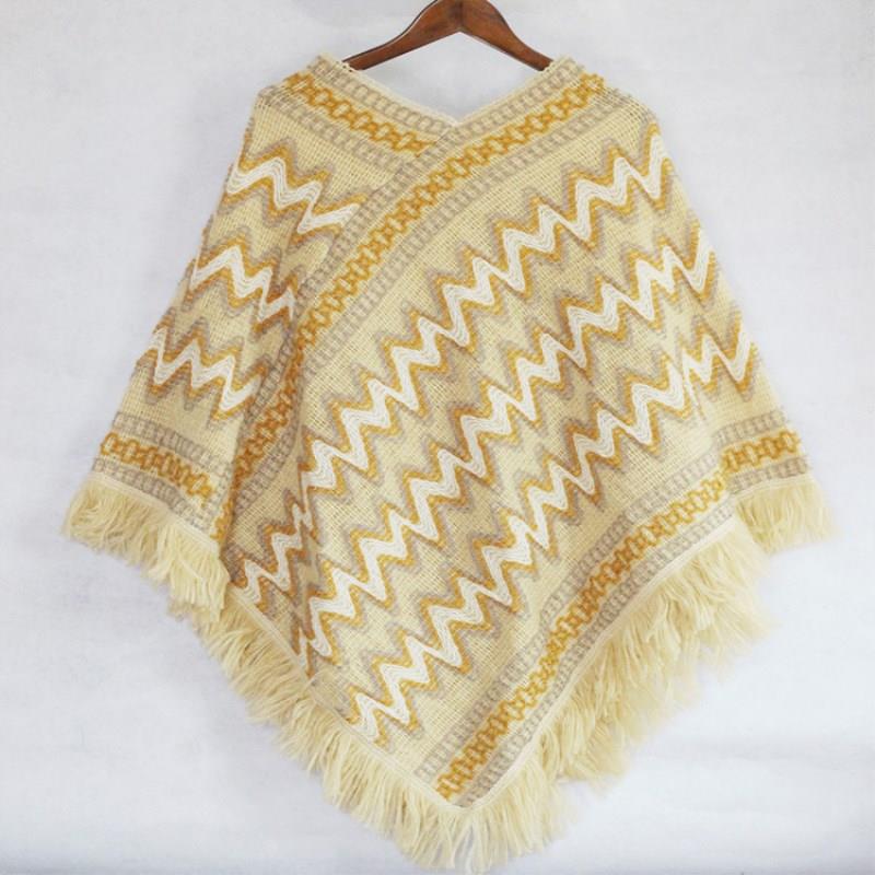 Poncho Cloak Knitted Cape Tassel Women Autumn and Winter Lei