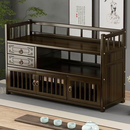 桌面博古架实木中式茶具收纳架子
