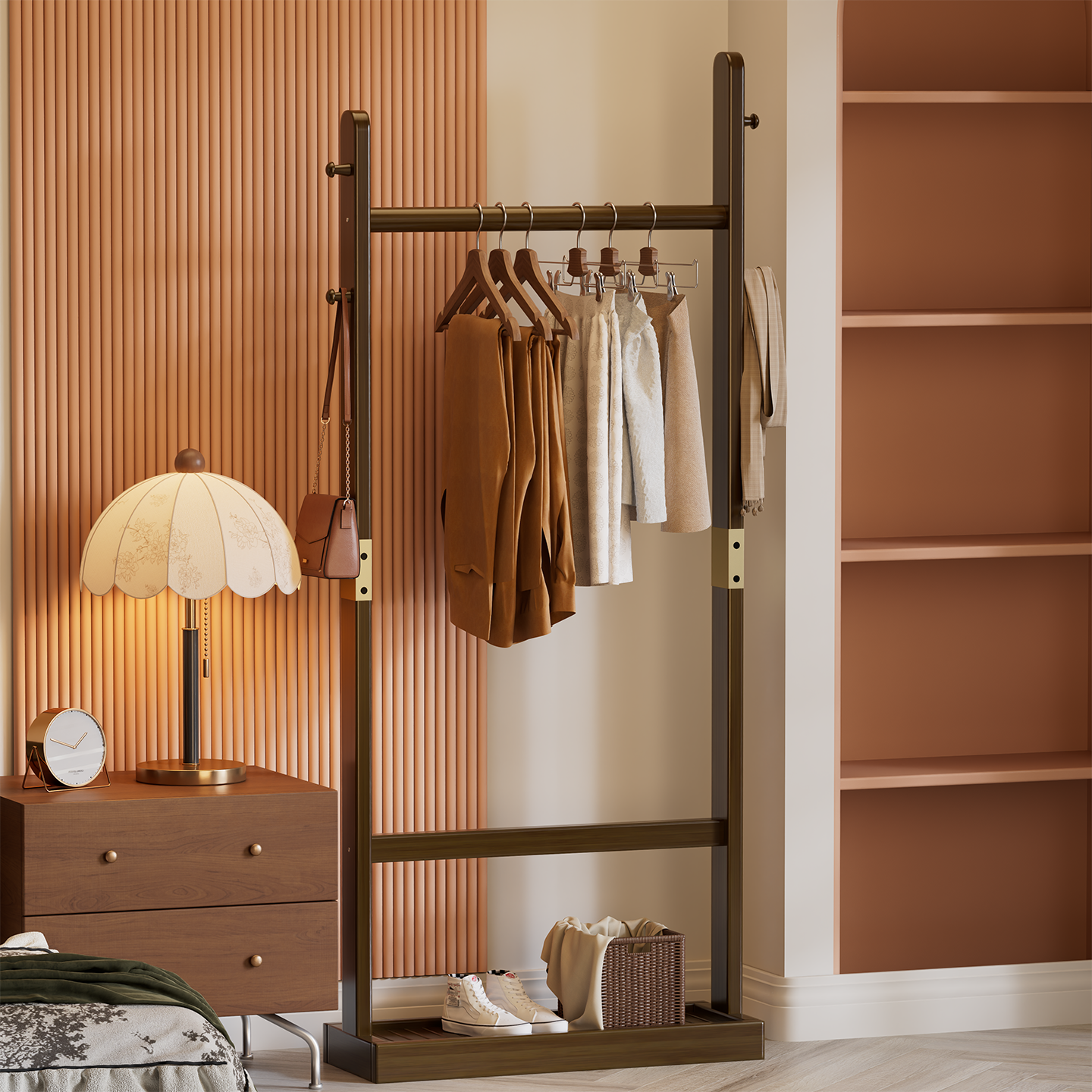 挂衣架落地卧室衣帽架2025新款入户门简易衣柜家用玄关收纳置物架