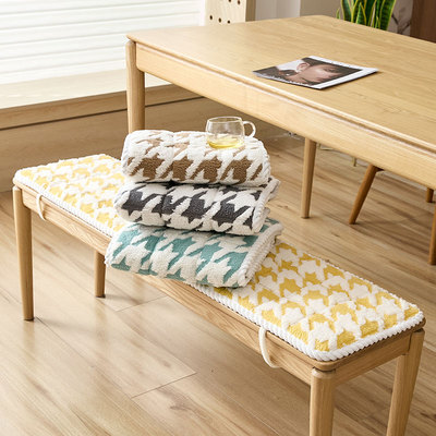加厚毛绒长椅坐垫实木凳子垫冬季