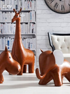 装 Zuny动物造型客厅落地式 饰品家象虎长颈鹿皮凳 特大号物品