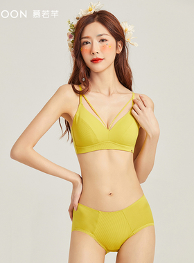 慕若芊新款纹艺丝带内衣胸罩性感法式无钢圈薄款大胸显小内衣