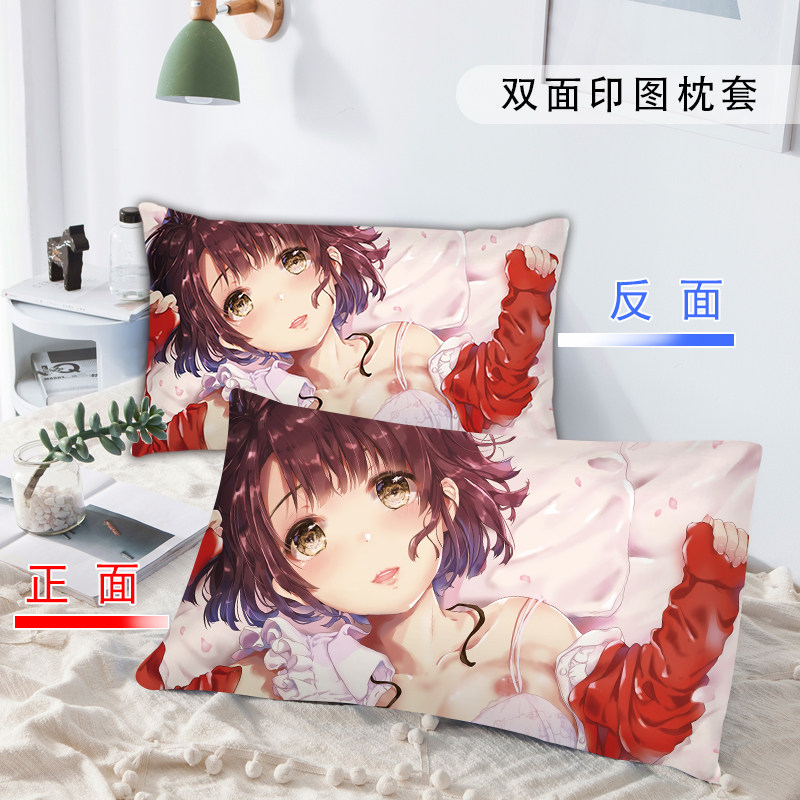 diy卡通动漫路人女主的养成方法枕套学生家用磨毛枕头套子一只装