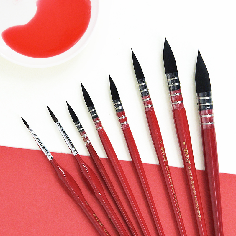 艺绘梦红胖子水彩笔松鼠毛水彩画笔套装黑天鹅画画水粉笔圆头毛笔