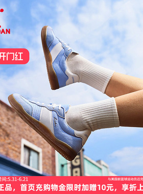 乔丹波浪德训鞋薄底女款运动鞋板鞋蓝色T头鞋复古鞋子轻便新款女
