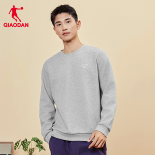 乔丹官方正品长袖圆领卫衣男士2025秋冬新款灰色针织加厚加绒保暖