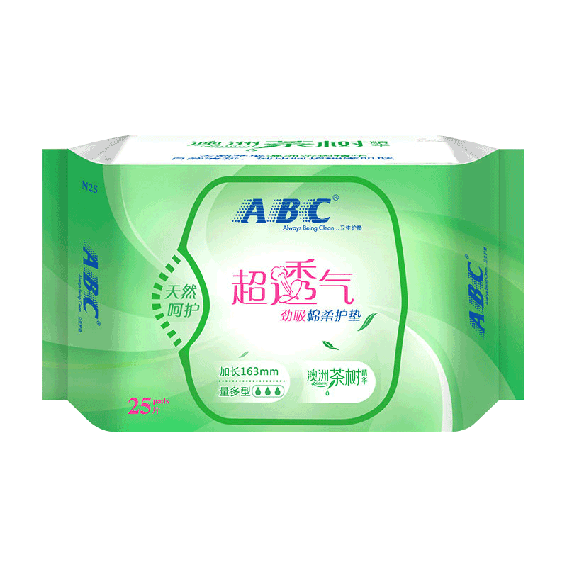abc棉柔茶树劲吸护垫163mm