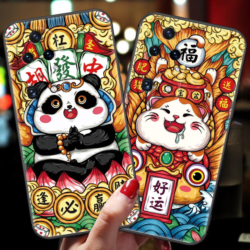 适用于华为p50pro手机壳熊猫锦鲤p50por硅胶软壳女国潮p5o全包防摔保护套新年款+情侣男款十网红潮牌个性创意