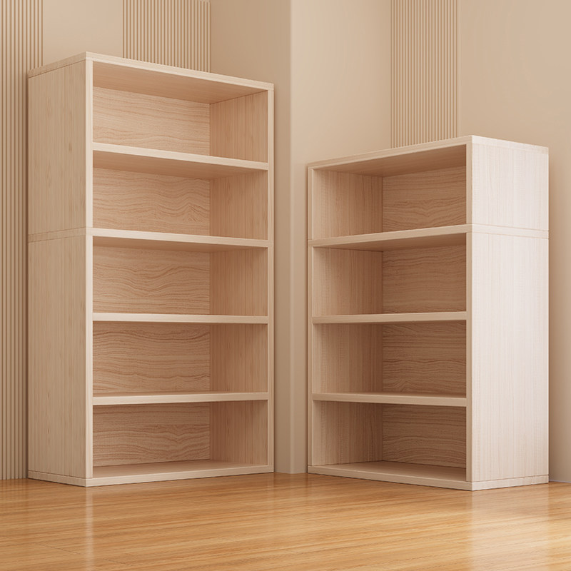 书架小型置物架落地多层收纳架小柜子储物柜靠墙一体实木色矮书柜,住宅家具,书架,淘宝优惠券,粉丝福利购,淘宝优惠卷