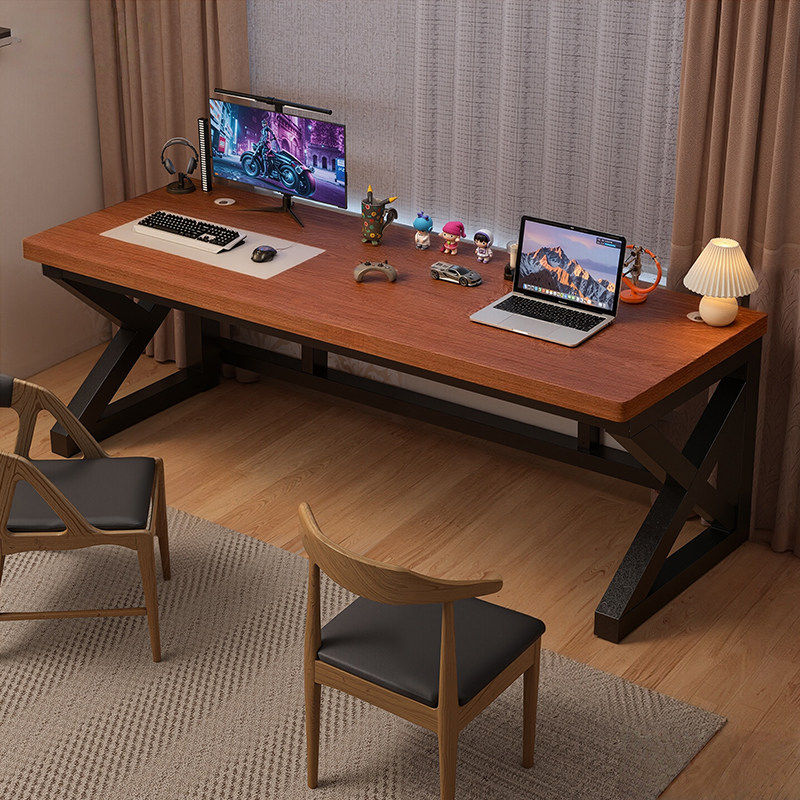 实木电脑桌台式可放主机卧室书桌双人电竞桌子工作台办公桌椅套装