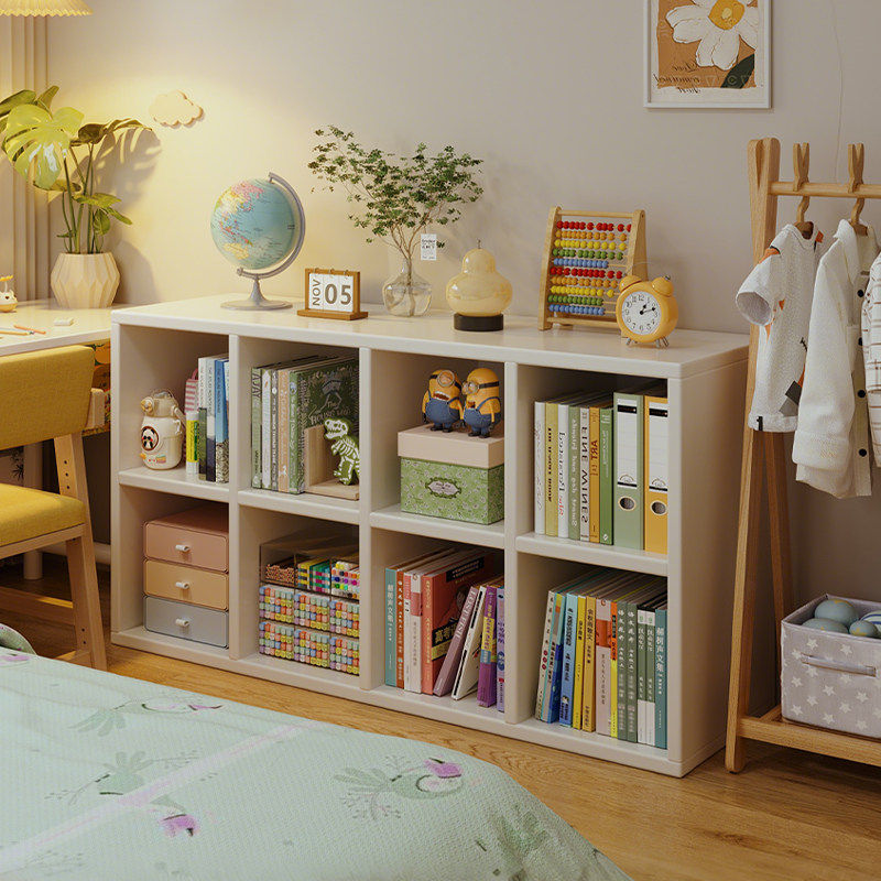 实木格子柜儿童书架落地置物架卧室床边柜学生床尾收纳储物矮柜子,住宅家具,书架,淘宝优惠券,粉丝福利购,淘宝优惠卷