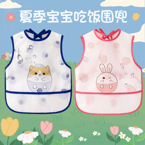 夏季宝宝吃饭围兜无袖系带