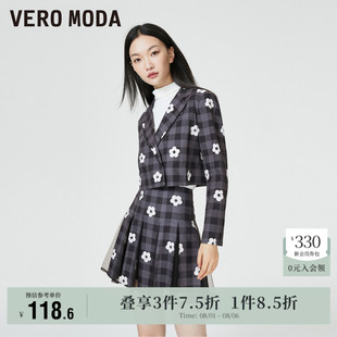 清倉(cāng)百搭學(xué)院風(fēng)格 Vero Moda奧萊西裝 秋季 紋印花外套上衣女流行