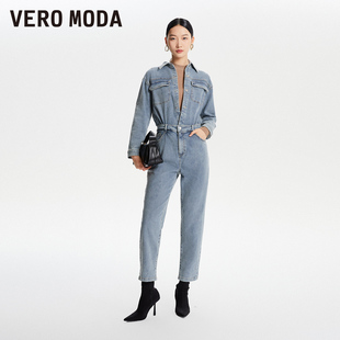 宽松翻领萝卜裤 女秋冬新款 子休闲百搭 Moda奥莱牛仔连体裤 Vero