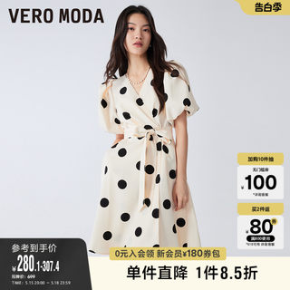 Vero Moda奥莱连衣裙子夏季新款优雅气质甜美泡泡袖法式波点裙女