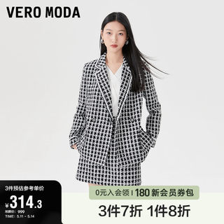 Vero Moda奥莱西装外套女夏季新款小香风格子翻领直筒通勤上衣