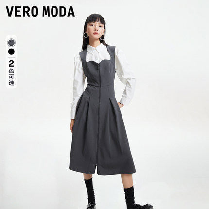 Vero Moda奥莱连衣裙秋季新款休闲舒适长袖两件套衬衫裙子流行