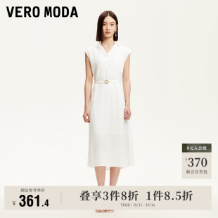 真两件无袖 Vero 商场同款 新款 V领腰带高级 Moda奥莱连衣裙2025夏季