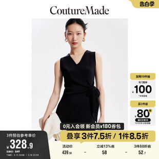 CoutureMade奥莱连衣裙子春秋新款 优雅气质简约通勤小黑裙女百搭