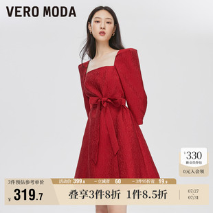 收腰公主裙泡泡袖 Vero 优雅方领个性 Moda奥莱连衣裙夏季 A摆 新款