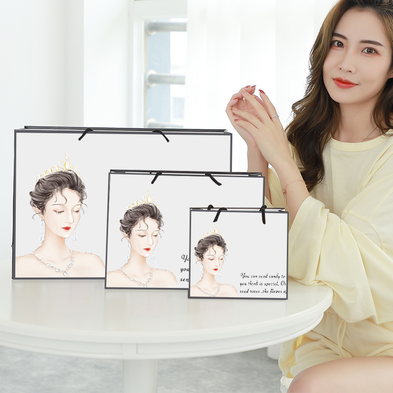 现货高档少女服装袋包装袋礼品袋子化妆购物袋小号纸袋手提袋纸袋