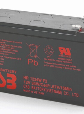 UPS不间断电源CSB蓄电池HR1234W F2 12V9AH 适用APC内置电瓶BK650
