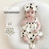 夏季 宝宝衣服婴儿小爱心吊带包屁衣新生儿洋气超萌公主包屁衣爬服