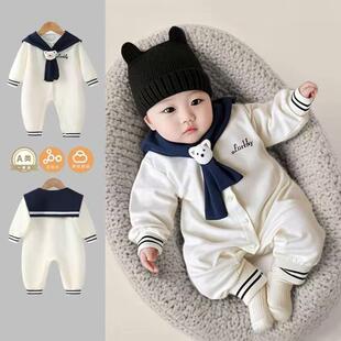 春天衣服男女宝宝新生儿可爱小熊外穿连体衣春秋婴幼儿外出爬服潮