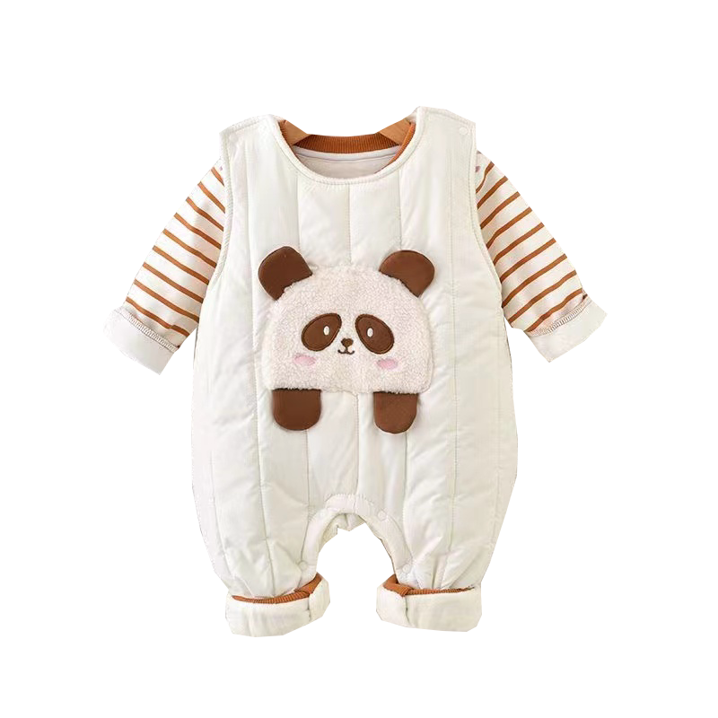 新生婴儿衣服秋冬套装背带裤两件套加棉加绒分体薄棉初生宝宝衣服
