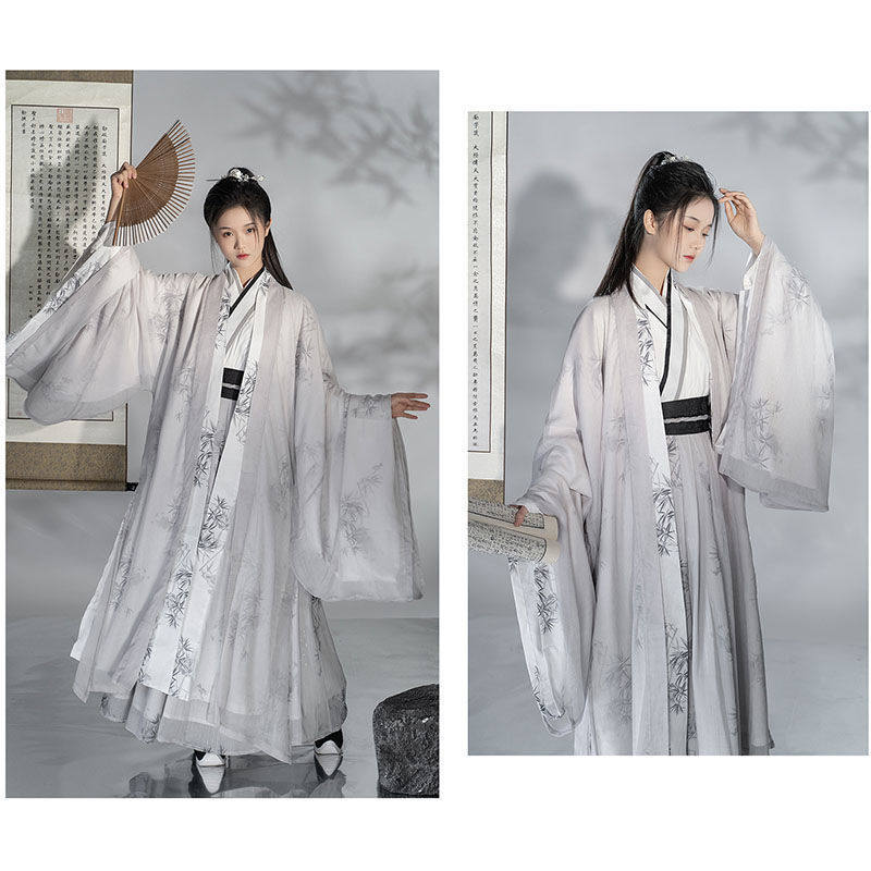 MENDU 고대 스타일 HANFU [PAINTED BAMBOO] 봄과 가을 같은 스타일 원래 송나라 인쇄 HANFU 정장