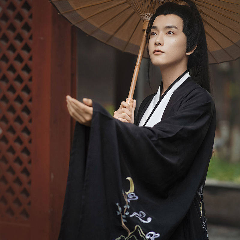 MIDU 봄 여름 오리지널 정통 HANFU 남성용 WEI JIN 스타일 블랙 스타일 HANFU 소년과 학생용 요정 고대 의상 남성용 HANFU